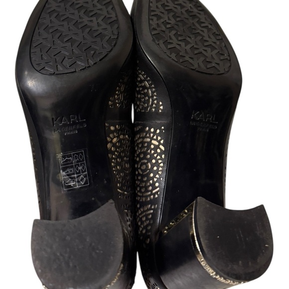 Elegant Black Laser-Cut Women's Heels - Picture 10 of 13